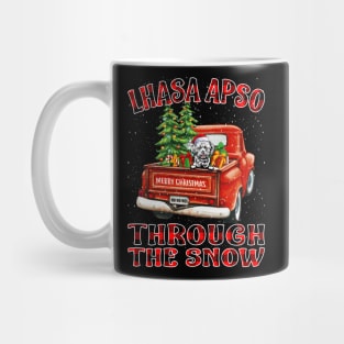 Christmas Lhasa Apso Through The Snow Dog Santa Truck Tree Mug